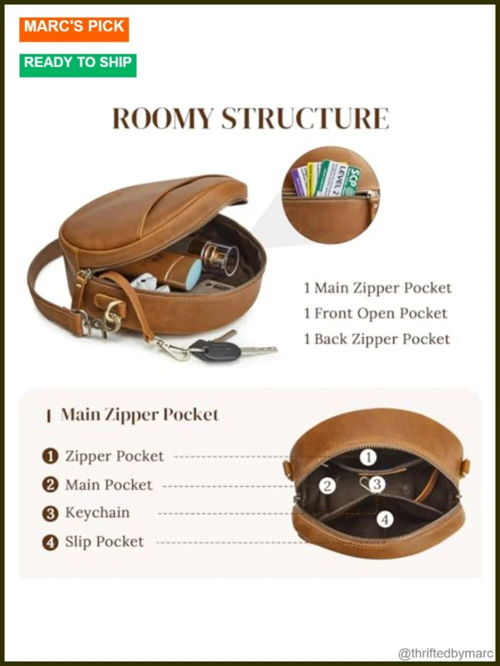 Leather Crossbody Bag Circle Shoulder Round Purse Travel